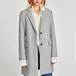 Zara grey two button coat jacket. Wool blended.